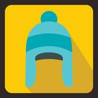 icono de sombrero de invierno, estilo plano vector
