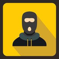 Man in balaclava icon, flat style vector