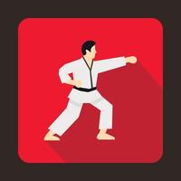 Karate fighter icon, flat style vector