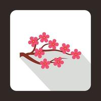 icono de sakura en estilo plano vector