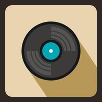 Gramophone vinyl LP record icon, flat style vector