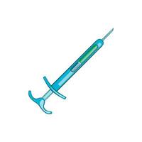Syringe, filled with a transparent liquid icon vector