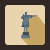 Statue of Christopher Columbus icon, flat style vector