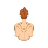 Back massage icon, cartoon style vector