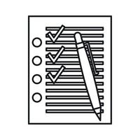 Check list with ticks and pen icon, outline style vector