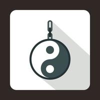 Amulet of yin yang icon, flat style vector