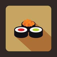 icono de rollos de sushi, estilo plano vector