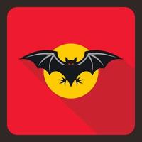 Bat and moon icon, flat style vector