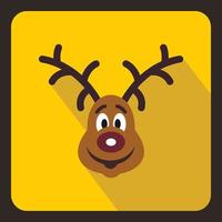 Christmas deer icon, flat style vector