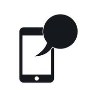 Speech bubble on phone icon, simple style vector