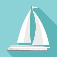 White yacht icon, flat style vector