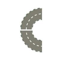 parte del icono de giro de la carretera circular, estilo de dibujos animados