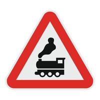 Railway crossing without barrier icon, flat style. vector