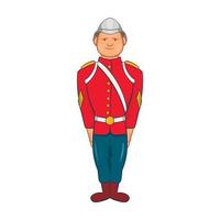 Man in a red jacket and metal helmet century icon vector