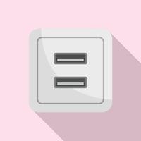 Usb power socket icon, flat style vector
