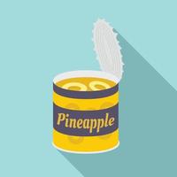 Pineapple tin can icon, flat style vector