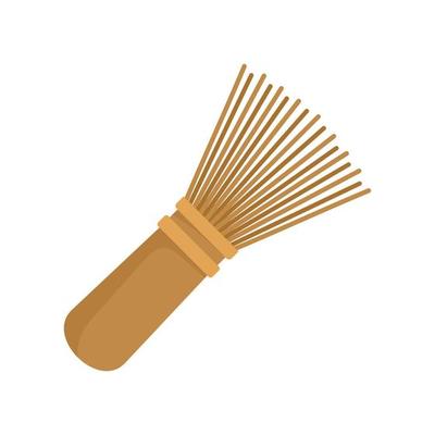 Matcha tea whisk icon, flat style