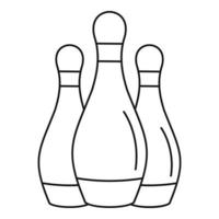 Bowling set pins icon, outline style vector