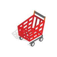 Basket on wheels for shopping icon vector