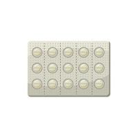 Round pills in a blister pack icon, cartoon style