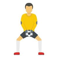 Goalkeeper with ball icon, flat style vector