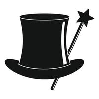 Hat with a wand icon, simple style. vector