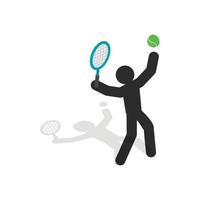 Tennis player icon, isometric 3d style vector