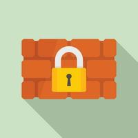 Firewall padlock icon, flat style vector