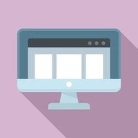 Computer monitor icon, flat style vector