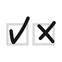 Checkmark to accept and refusal icon, flat style vector