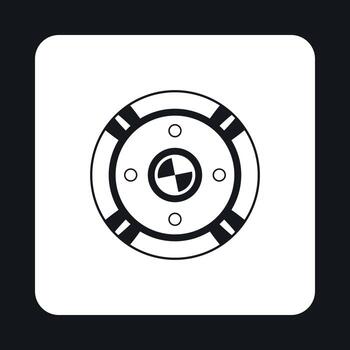 Round shield with pattern icon, simple style vector