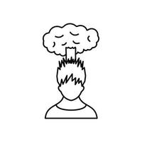 hombre con icono de nube sobre la cabeza, estilo de contorno vector