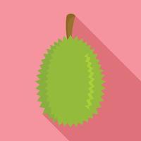 Whole durian icon, flat style vector