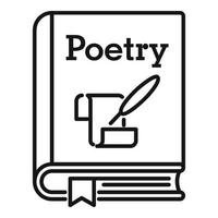 icono de libro de poesía literaria, estilo de esquema vector