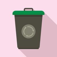 Recycling bin icon, flat style vector