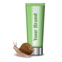 Snail hand cream mockup, realistic style vector