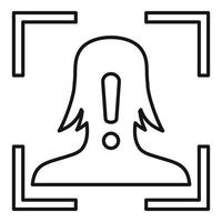 Face recognition alert icon, outline style vector