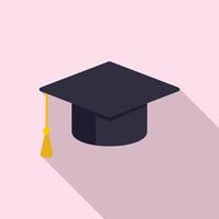 Graduation hat icon, flat style vector