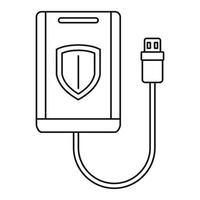 Secured external hd icon, outline style vector