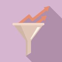 Conversion rate graph funnel icon, flat style vector