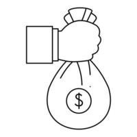 Corruption money bag icon, outline style vector