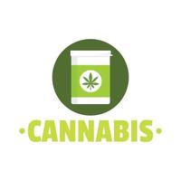 logotipo de la caja de pastillas de cannabis, estilo plano vector