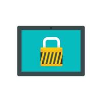 Protected tablet icon, flat style vector