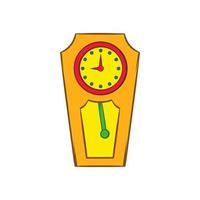 Yellow grandfather clock icon, cartoon style vector