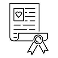 icono de documento de nacimiento certificado, estilo de contorno vector