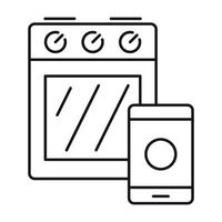 Smart cooker stove icon, outline style vector