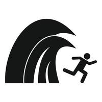 Surfing tsunami icon, simple style vector