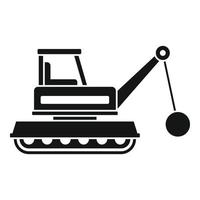 Demolition heavy machine icon, simple style vector