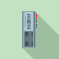 Cassette dictaphone icon, flat style vector