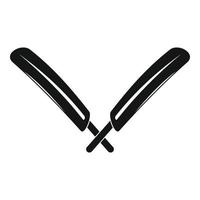 Crossed cricket bats logo, simple style vector